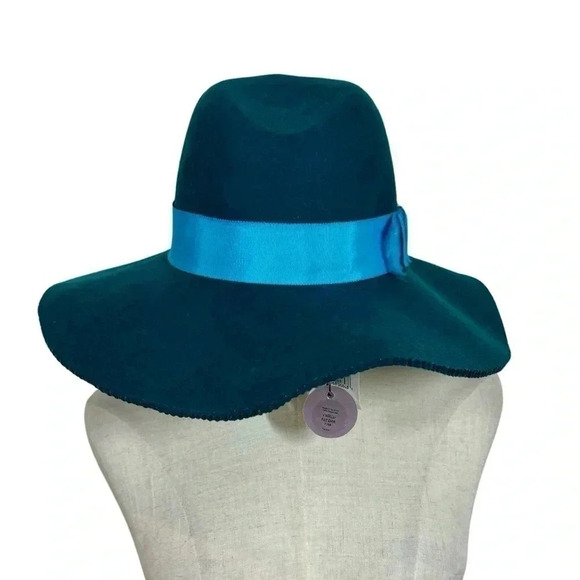 NEW NWT Lola Hats of NY Pinked Fedora 7199 100% Rabbit Hair Wool in Peacock - Picture 2 of 14